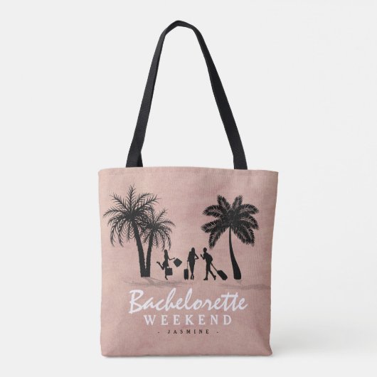 Trendy Pink Girly Bachelorette Persoonlijk Tote Bag (Achterkant)