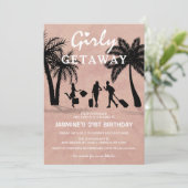 Trendy Pink Girly Getaway Birthday Weekend Kaart (Staand voorkant)