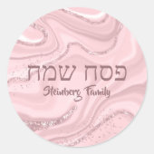 Trendy Pink Glitter Hebreeuwse Passover Ronde Sticker (Voorkant)