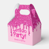 Trendy Pink Glitter Let's Go Party Verjaardag Bedankdoosjes (Achterkant)
