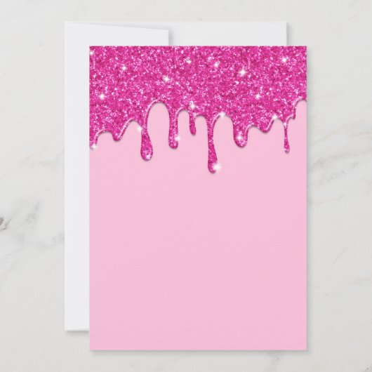 Trendy Pink Glitter Let's Go Party Verjaardag Kaart (Achterkant)