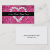 Trendy Pink Glitter Sparkly Diamond Heart Visitekaartje (Voorkant / Achterkant)