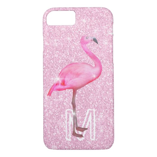 Trendy Pink Glitter Tropical Flamingo Modern Case-Mate iPhone Case (Achterkant)