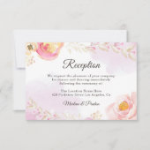 Trendy Pink & Gold Floral Garden Wedding Reception Kaart (Voorkant)