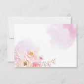 Trendy Pink & Gold Floral Garden Wedding Reception Kaart (Achterkant)