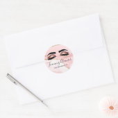 Trendy Pink Gold Glitter Agate Marble Lash Shampoo Ronde Sticker (Envelop)