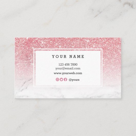 Trendy Pink Gold Glitter Marble Visitekaartje (Achterkant)