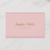 Trendy Pink Gold Hand Script Modern Elegant Plain Visitekaartje (Voorkant)