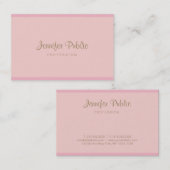 Trendy Pink Gold Hand Script Modern Elegant Plain Visitekaartje (Voorkant / Achterkant)