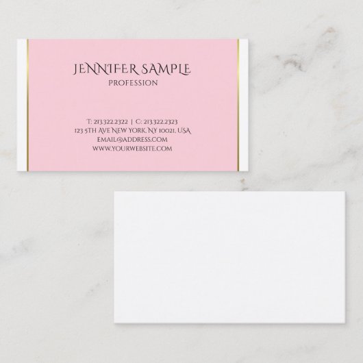 Trendy Pink Gold Modish Sophisticated Plain Luxury Visitekaartje (Voorkant / Achterkant)
