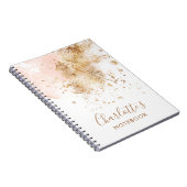 Trendy Pink Gold Name Script Monogram Elegant Notitieboek (Rechterzijde)