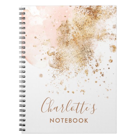 Trendy Pink Gold Name Script Monogram Elegant Notitieboek (Voorkant)