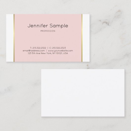 Trendy Pink Gold White elegant grafisch ontwerp Visitekaartje (Voorkant / Achterkant)