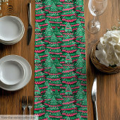 Trendy pink green preppy Christmas table runner Medium Tafelloper