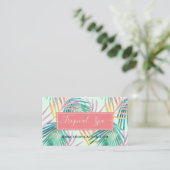 Trendy Pink & Green Waterverf Tropical Palm Leaf Visitekaartje (Staand voorkant)
