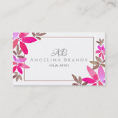 Trendy Pink & Grey Waterverf Floral Visitekaartje (Voorkant)