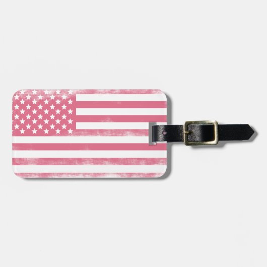 Trendy Pink Grunge American Flag Bagagelabel (Voorkant horizontaal)