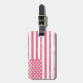 Trendy Pink Grunge American Flag Bagagelabel (Voorkant verticaal)