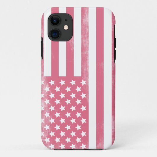 Trendy Pink Grunge American Flag Case-Mate iPhone Case (Achterkant)