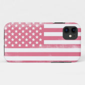 Trendy Pink Grunge American Flag Case-Mate iPhone Case (Achterkant (horizontaal))