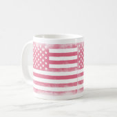 Trendy Pink Grunge American Flag Koffiemok (Voorkant links)