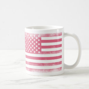 Trendy Pink Grunge American Flag Koffiemok