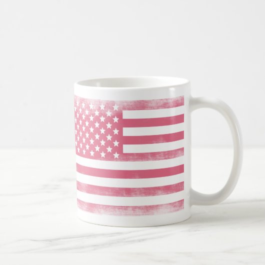 Trendy Pink Grunge American Flag Koffiemok (Rechts)
