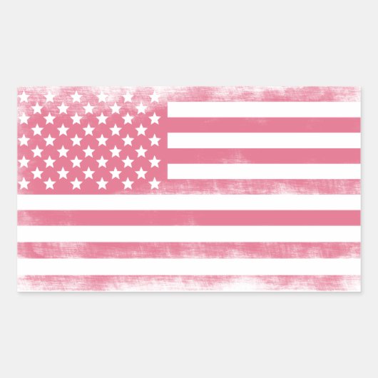 Trendy Pink Grunge American Flag Rechthoekige Sticker (Voorkant)