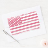 Trendy Pink Grunge American Flag Rechthoekige Sticker (Envelop)