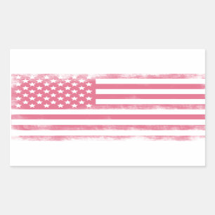 Trendy Pink Grunge American Flag Rechthoekige Sticker