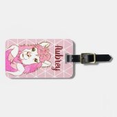 Trendy Pink Heart Llama Bagagelabel (Voorkant horizontaal)