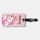 Trendy Pink Heart Llama Bagagelabel (Achterkant horizontaal)