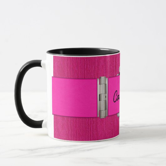 Trendy Pink Leopard en Hinge Monogram Mok (Links)