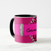 Trendy Pink Leopard en Hinge Monogram Mok (Voorkant links)