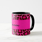 Trendy Pink Leopard en Hinge Monogram Mok (Voorkant rechts)