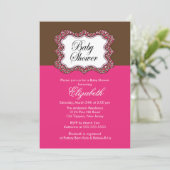 Trendy Pink Leopard Lijst Baby shower Uitnodiging (Staand voorkant)