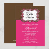 Trendy Pink Leopard Lijst Baby shower Uitnodiging (Voorkant / Achterkant)