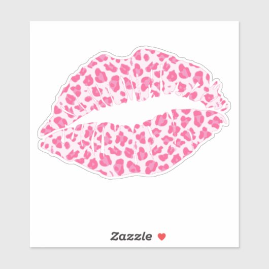 Trendy Pink Leopard Print Kiss - Contour Sticker (Vel)