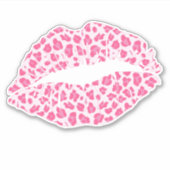 Trendy Pink Leopard Print Kiss - Contour Sticker (Voorkant)