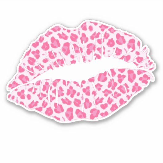Trendy Pink Leopard Print Kiss - Contour Sticker (Voorkant)