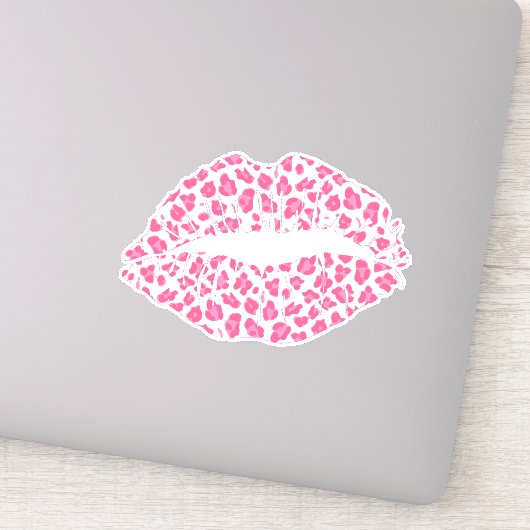 Trendy Pink Leopard Print Kiss - Contour Sticker (Detail)