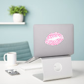 Trendy Pink Leopard Print Kiss - Contour Sticker (Laptop op bureau)
