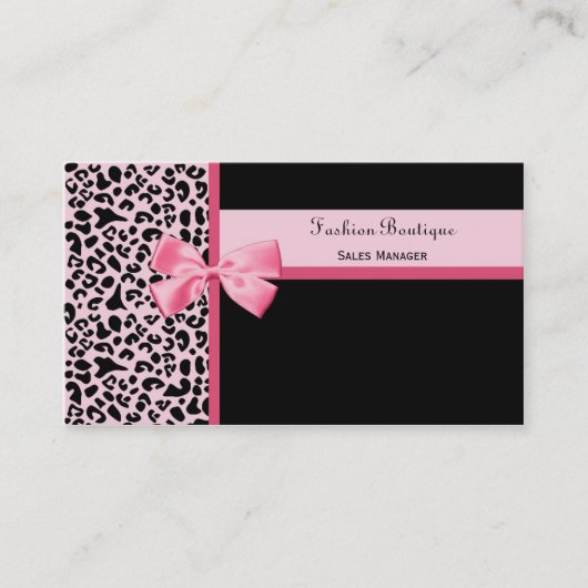 Trendy Pink Leopard Print Mode Boutique Visitekaartje (Voorkant)
