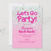 Trendy Pink Let's Go Party Bachelorette Party Kaart (Voorkant)