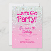 Trendy Pink Let's Go Party Verjaardag Kaart (Voorkant)