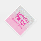 Trendy Pink Let's Go Party Verjaardag Servet (Hoek)
