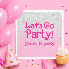 Trendy Pink Let's Go Party Verjaardag Servet