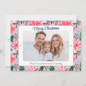 Trendy Pink Modern Merry Christmas Photo Feestdagenkaart (Voorkant)