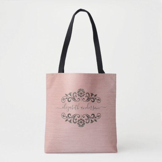 Trendy Pink Monogram Name Script Canvas tas (Voorkant)