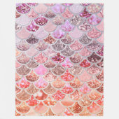 Trendy Pink Ombre Glitter Mermaid Fish Scales Fleece Deken (Voorkant)